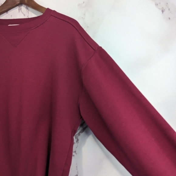 Vintage Sweatshirt Women Size Large Petite Maroon Red Cotton Crew Neck Dad 90s - Picture 10 of 10